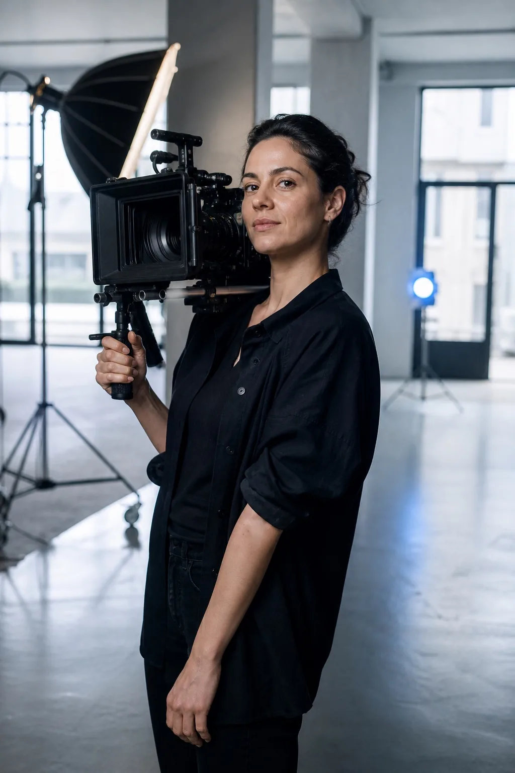 Direttrice della fotografia di Orlestudio con cinema camera nello studio di Milano